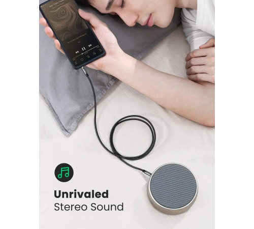 Аудіокабель UGREEN AV112 3.5mm male to 3.5mm male,  Cable Gold Plated Metal Case with Braid, 1m, Black(UGR-50361) (UGR-50361)