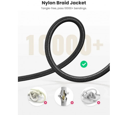 Аудіокабель UGREEN AV112 3.5mm Male to 3.5mm Male Cable Gold Plated Metal Case with Braid 1m (Black)(UGR-50361) (UGR-50361)