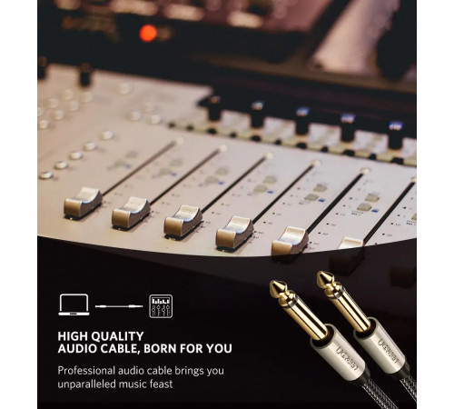 Аудіокабель UGREEN AV128 6.5mm  Male to Male Audio Cable Gray 2m(UGR-10638) (UGR-10638)