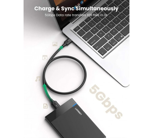 Кабель UGREEN US130 USB 3.0 A Male to Micro USB 3.0 Male Cable 0.5m (Black)(UGR-10840) (UGR-10840)