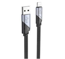 Кабель HOCO U119 USB to iP 2.4A, 1.2m, nylon, aluminum connectors, Black (6942007604987)