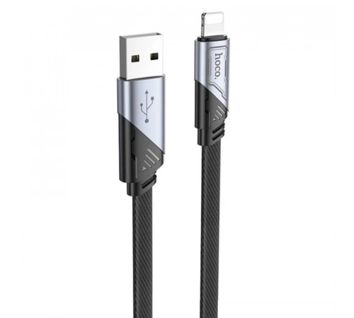 Кабель HOCO U119 USB to iP 2.4A, 1.2m, nylon, aluminum connectors, Black (6942007604987)