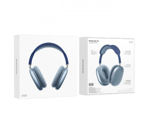 Бездротові накладні навушники BOROFONE BO22 Elegant BT headphones Blue (6941991101700)