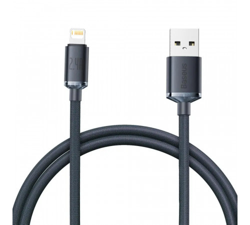 Кабель Baseus Crystal Shine Series Fast Charging Data Cable USB to iP 2.4A 1.2m Black (CAJY000001)