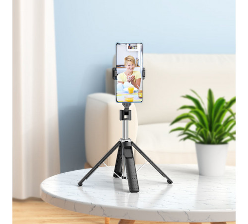 Селфі-монопод HOCO K18 Wave four-leg live broadcast holder Black (6931474770707)