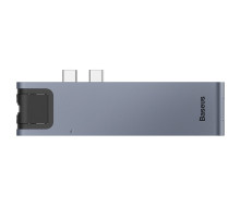 USB-хаб Baseus Thunderbolt C+Pro Seven-in-one smart HUB docking station Grey (CAHUB-L0G)