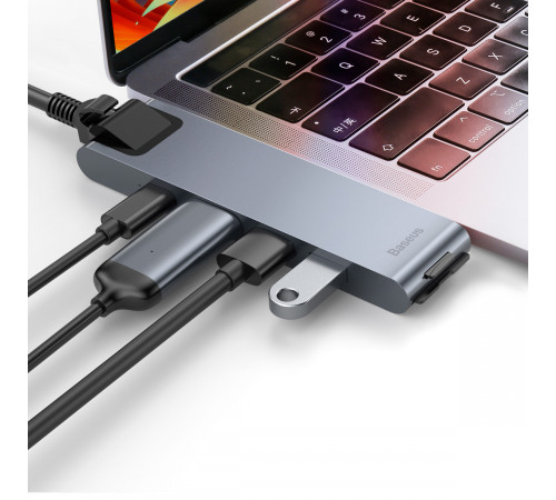 USB-хаб Baseus Thunderbolt C+Pro Seven-in-one smart HUB docking station Grey (CAHUB-L0G)