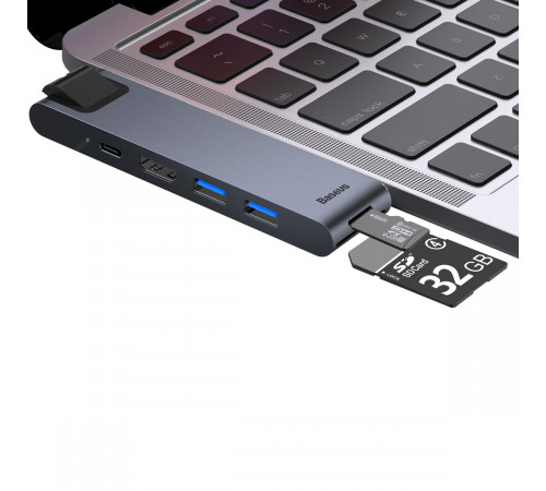 USB-хаб Baseus Thunderbolt C+Pro Seven-in-one smart HUB docking station Grey (CAHUB-L0G)