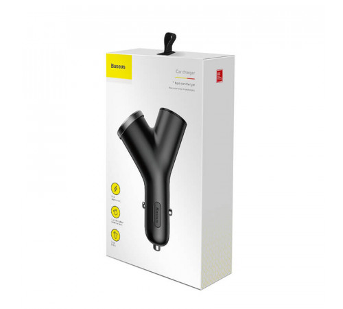 Автомобільний зарядний пристрій Baseus Y type dual USB+cigarette lighter extended car charger 3.1 A Black (CCALL-YX01)