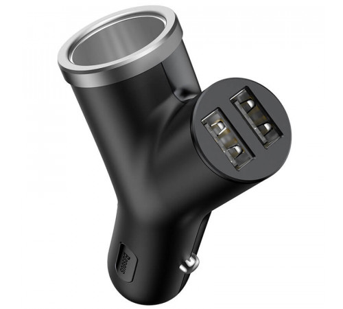Автомобільний зарядний пристрій Baseus Y type dual USB+cigarette lighter extended car charger 3.1 A Black (CCALL-YX01)