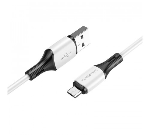 Кабель BOROFONE BX79 USB to Micro 2.4A, 1m, silicone, silicone connectors, White (6974443384772)