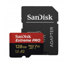 Карта памяти microSDXC (UHS-1 U3) SanDisk Extreme Pro A2 128Gb Class 10 V30 (R200MB/s, W90MB/s) (adapter) (SDSQXCD-128G-GN6MA)