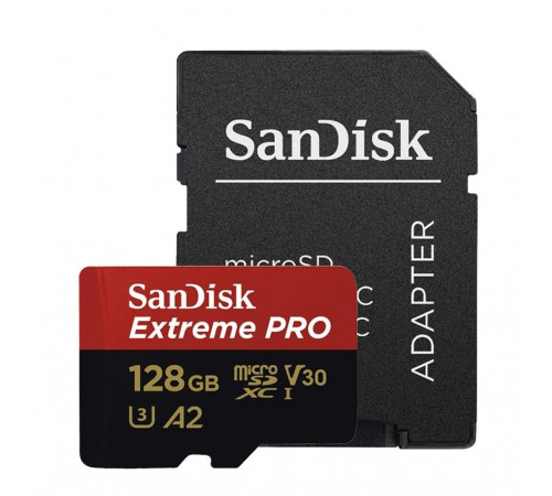 Карта пам'яті microSDXC (UHS-1 U3) SanDisk Extreme Pro A2 128Gb class 10 V30 (R200MB/s,W90MB/s) (adapter) (SDSQXCD-128G-GN6MA)