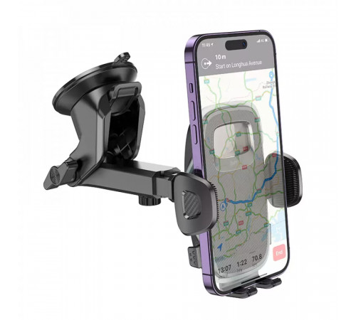 Автотримач для телефона HOCO H15 Fair push-type car holder(center console) Black (6931474798633)