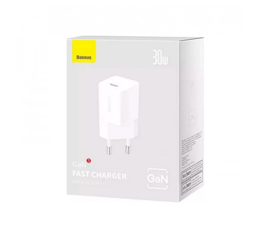 Мережевий зарядний пристрій Baseus GaN5 Fast Charger(mini) 1C 30W EU White (CCGN070502)