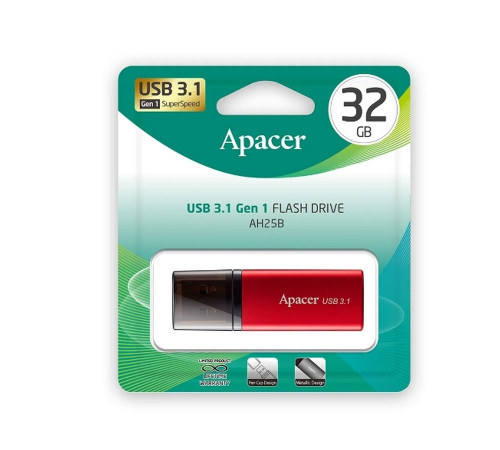 Флеш-накопичувач Apacer USB 3.2 Gen 1 AH25B 32Gb Red (AP32GAH25BR-1)
