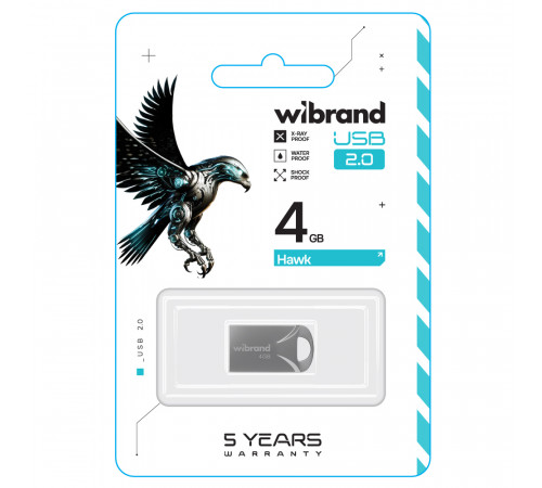 Флеш-накопичувач Wibrand USB 2.0 Hawk 4Gb Silver (WI2.0/HA4M1S)