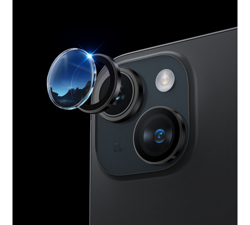 Захисне скло на камеру Hoco Crystal clear HD 3D metal frame iPhone 15-15 Plus (V14) (1 шт)