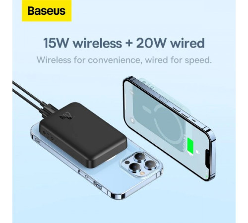 УМБ Power Bank Baseus Magnetic Mini Air 10000mAh 20W з бездротовою зарядкою (P10059001223-00)