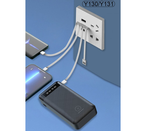 УМБ Power Bank WUW Y130 10000mAh 2.1A (with cable Lightning+Micro+Type-C+USB)