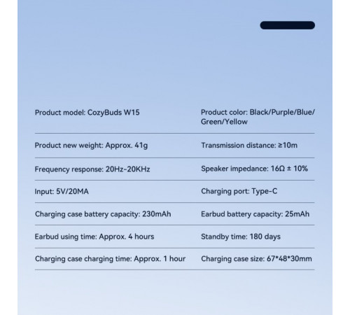 Бездротові навушники Remax W15 Crystal Series CozyBuds