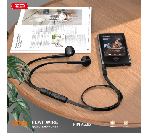 Навушники XO EP68 з плоским кабелем 3.5mm