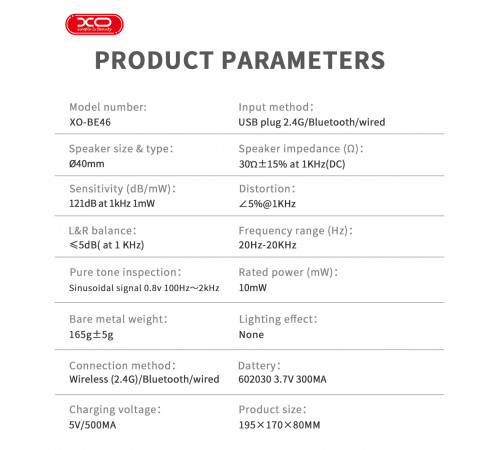 Навушники XO BE46 трирежимні ігрові 2.4G