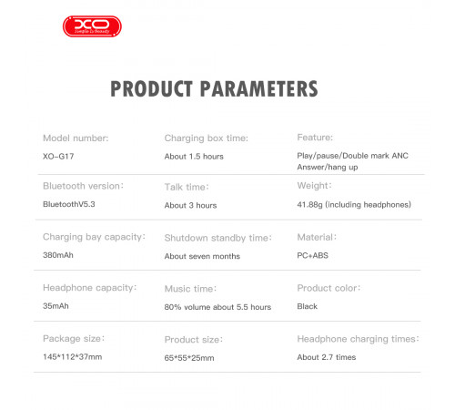 Бездротові навушники XO G17 Avatar Dual Mic ANC+ENC