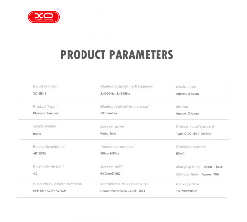 Bluetooth гарнітура XO BE48 Xingwang