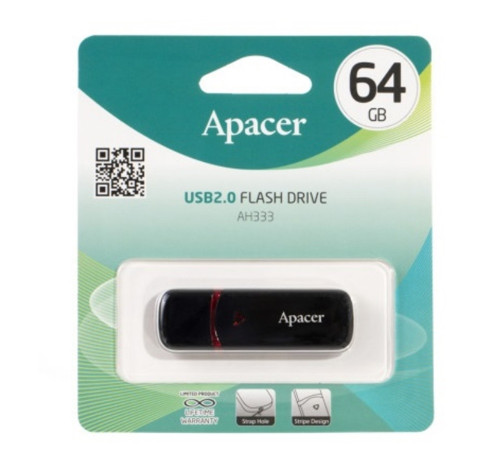 Флеш-накопичувач Apacer USB 2.0 AH333 64Gb Black (AP64GAH333B-1)
