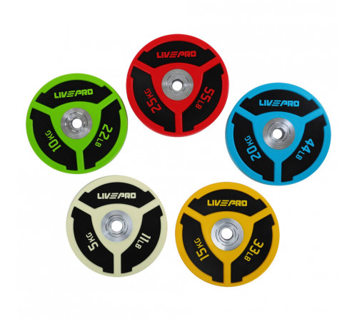 Диски бамперные олимпийские LiveUp LP8027 51 мм 5-10-15-20-25 кг