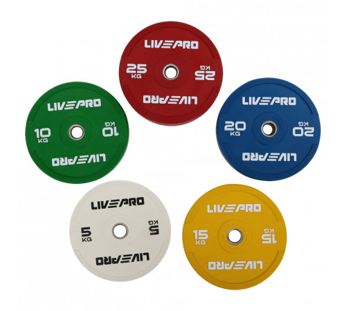 Диски бамперные олимпийские LiveUp LP8332 51 мм 5-10-15-20-25 кг