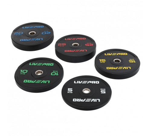 Диски бамперные олимпийские LiveUp LP8331 51 мм 5-10-15-20-25 кг