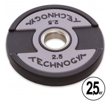 Блины диски полиуретановые 2 Handle металлическая втулка внутренний ø51мм TECHNOGYM TG-1837-2_5 2,5кг (черный)