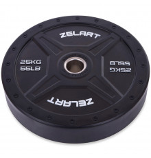 Бамперные диски резиновые Bumper Plates внутренний ø50,4мм Zelart TA-2258-25 25кг (внешний ø-45см,черный)