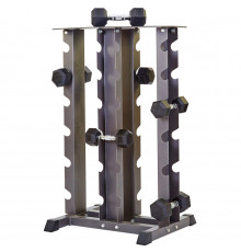 Стойка вертикальная для гантелей четырехсторонняя на 12 пар Zelart RK2128 (металл, размер 66x58x113см, черный)