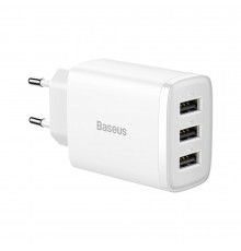 Мережевий зарядний пристрій Baseus Compact  Charger 3U 17W EU White (CCXJ020102)