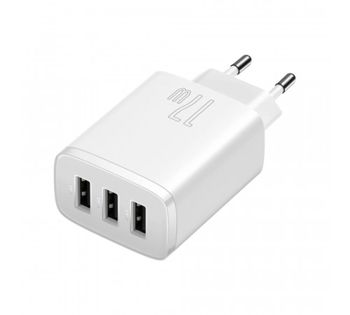 Мережевий зарядний пристрій Baseus Compact  Charger 3U 17W EU White (CCXJ020102)