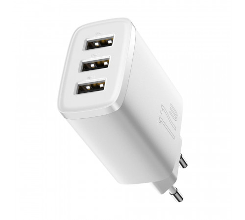 Мережевий зарядний пристрій Baseus Compact  Charger 3U 17W EU White (CCXJ020102)