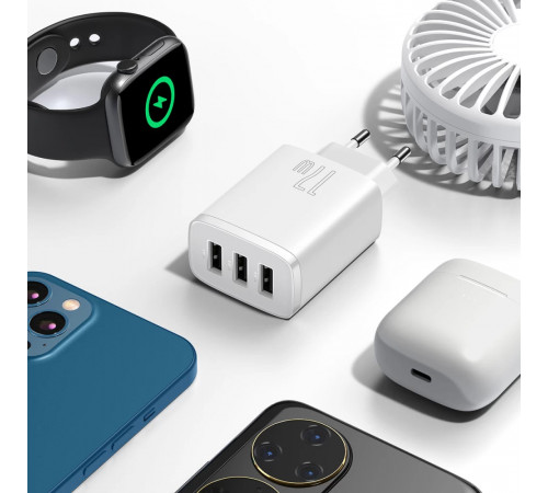 Мережевий зарядний пристрій Baseus Compact  Charger 3U 17W EU White (CCXJ020102)