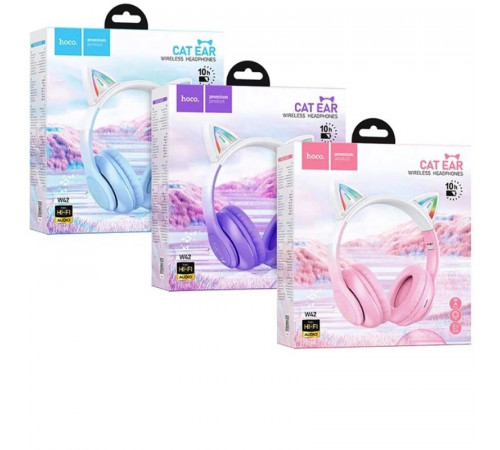 Бездротові накладні навушники HOCO W42 Cat ears BT headphones Cherry Blossom (6931474795847)