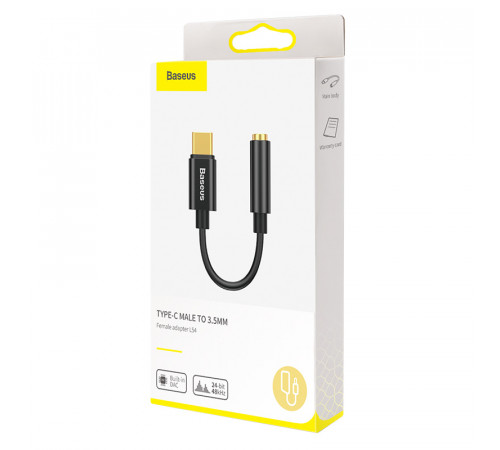 Кабель-перехiдник Baseus Type-C Male to 3.5mm Female Adapter L54 Black (CATL54-01)