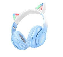 Бездротові накладні навушники HOCO W42 Cat ears BT headphones Crystal Blue (6931474795861)