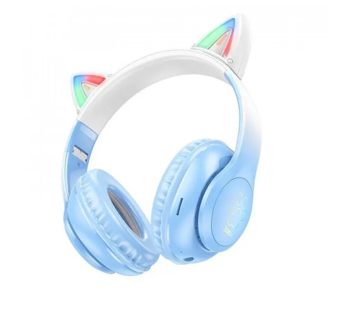 Бездротові накладні навушники HOCO W42 Cat ears BT headphones Crystal Blue (6931474795861)