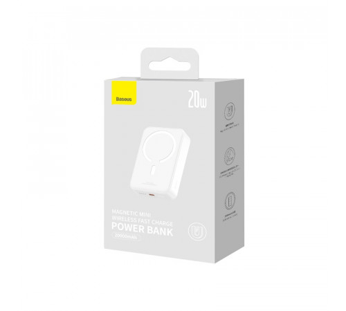Зовнішній акумулятор Baseus Magnetic Mini Wireless Fast Charge Power Bank 20000mAh 20W White (PPCX150002)