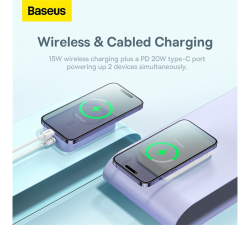 Зовнішній акумулятор Baseus Magnetic Mini Wireless Fast Charge Power Bank 20000mAh 20W White (PPCX150002)
