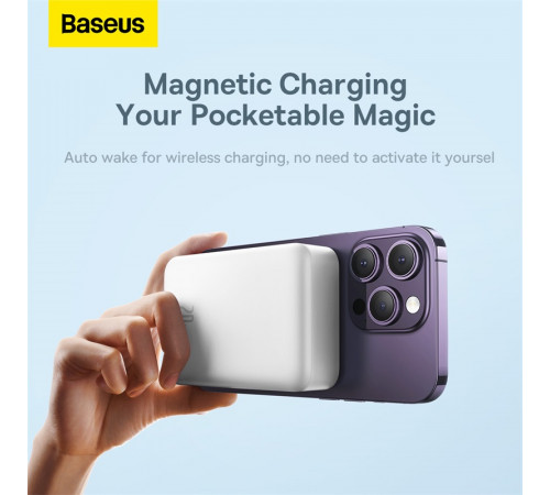 Зовнішній акумулятор Baseus Magnetic Mini Wireless Fast Charge Power Bank 20000mAh 20W White (PPCX150002)
