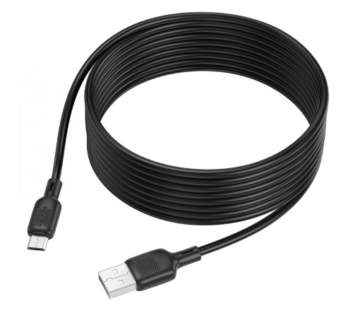 Кабель BOROFONE BX113 Lenny silicone charging data cable Micro(L=3M) Black (6941991115547)