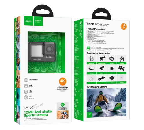 Екшн-камера HOCO DV102 4K anti-shake sports camera Black (6942007633352)