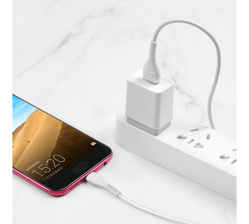 Кабель HOCO X37 USB to Micro 2.4A, 1m, PVC, PVC connectors, White (6931474710505)